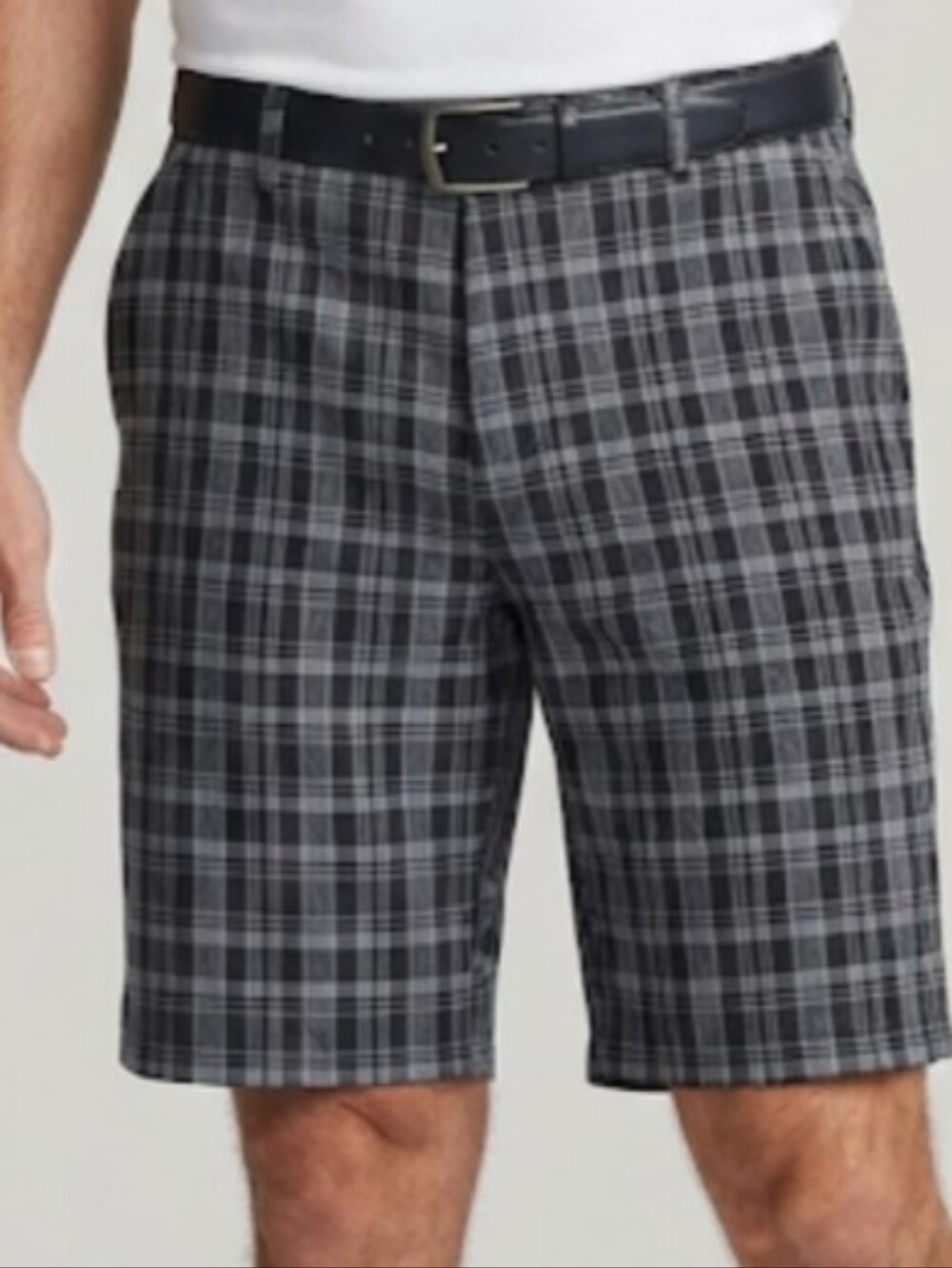 Adidas Golf Shorts Men's Size 36 Gray Plaid‎ Flat Front